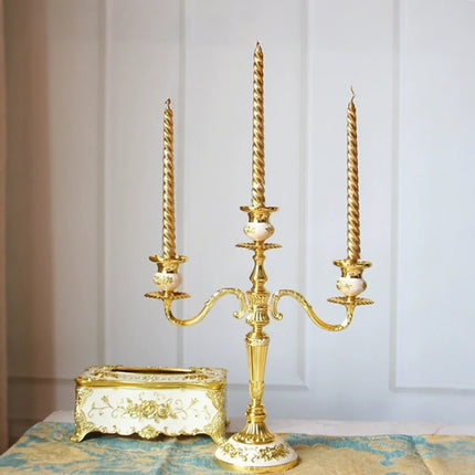 Gilded Candelabra with Adjustable Arms | Elegant Alloy Design for Tailored Candlelight Ambiance