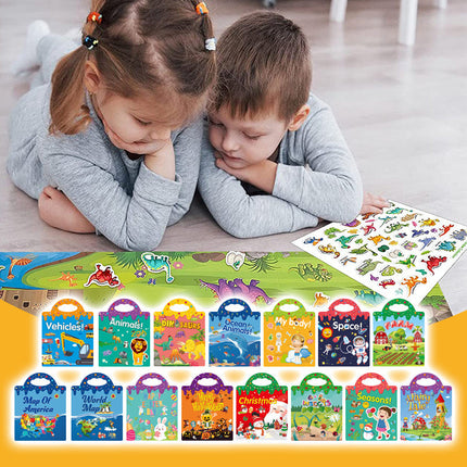 Reusable Sticker Book for Kids, Animal Stickers and Dinosaur Stickers