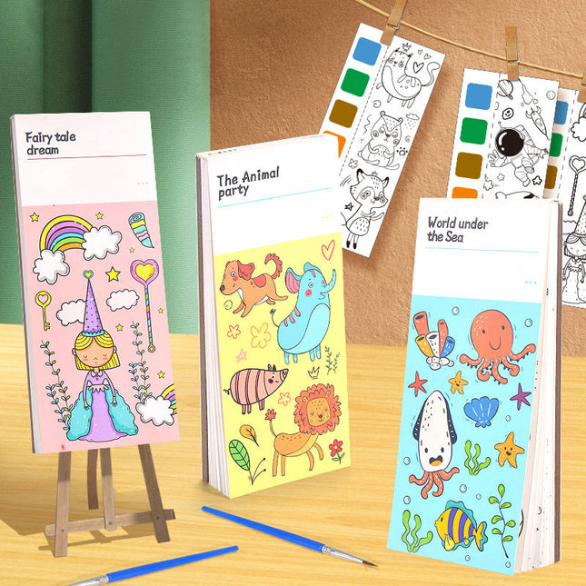 Watercolor Coloring Books for Kids, Pocket Watercolor Painting Book