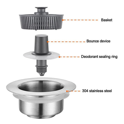 Pop Up Sink Stopper, Stainless Steel Sink Filter with Odor Seal Ring – image 7