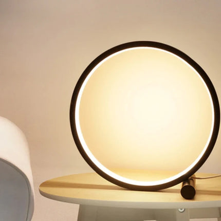 Dimmable LED Nightstand Lamp with Halo Ring Design | Minimalist Home Decor for Cozy Lighting