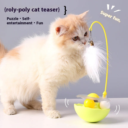 Interactive Cat Toy with Feather and Bell for Self-Entertainment | Engaging Tumbler Design with Catnip