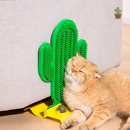 Cat Hair Scrubber Toy with Corner Tickle Design for Grooming & Play | Includes Catnip Balls and Stylish Base