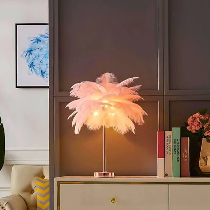 Feather Palm Tree Lamp with Remote Control | Elegant USB and Battery-Powered Lighting for Relaxing Ambiance