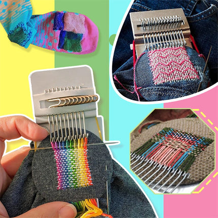 Weaving Loom Kit, Darning Loom for Mending Socks and Clothes, Small Loom with 10 to 28 Hooks, Garment Repair Tool