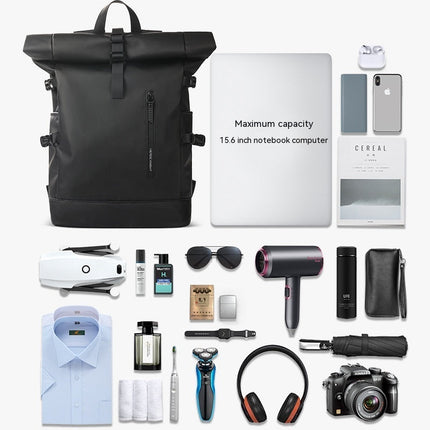 Stylish Black Men's Travel Backpack with Waterproof Features | Comfortable 20-35L Capacity for Leisure Adventures