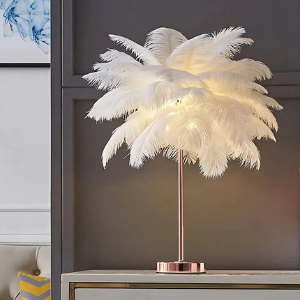 Feather Palm Tree Lamp with Remote Control | Elegant USB and Battery-Powered Lighting for Relaxing Ambiance