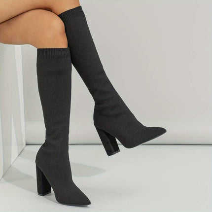 Womens Boots, Sock Ankle Boots for Women, Stretch Heeled Boots with Comfortable Fit