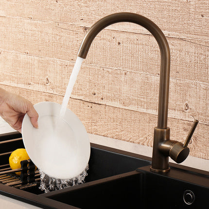 Kitchen Faucet Single Handle, Antique Brass Kitchen Sink Faucet with 360 Swivel Spout