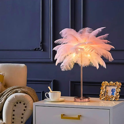 Feather Palm Tree Lamp with Remote Control | Elegant USB and Battery-Powered Lighting for Relaxing Ambiance