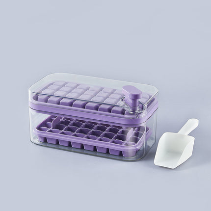 One-Press Ice Cube Maker Tray with Stackable Lid | BPA-Free Molds for Effortless Ice Preparation