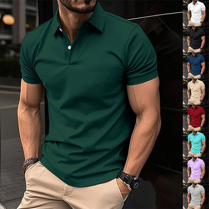 Summer Men's Short Sleeve Polo Shirt with Solid Color Design | Lightweight Comfort for Casual Occasions