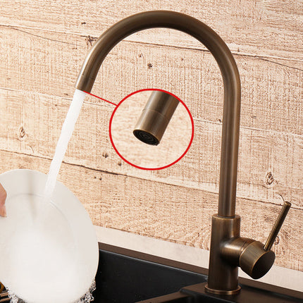 Antique Brass Kitchen Sink Faucet with 360 Swivel Spout – image 4