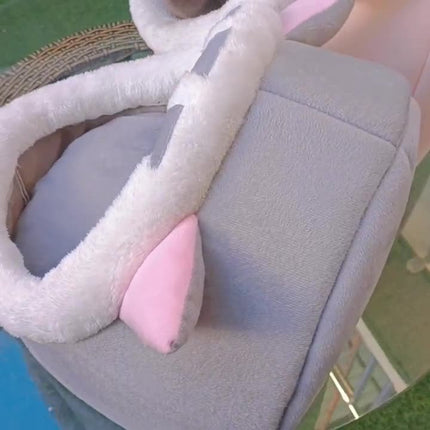Dog Cat Bed in Pink Rabbit Design with Cozy Cloth Material | All-Season Comfort for Cats and Dogs