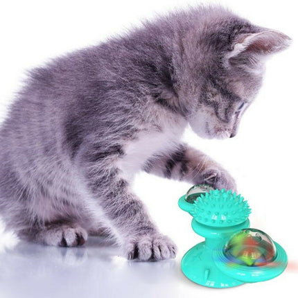 Rotating Windmill Cat Toy with Suction Cup & Catnip | Interactive Play for Dental Health and Hunting Stimulus