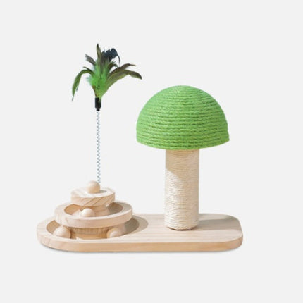 Cat Scratch Toy with Solid Wood Base & Double Sisal Balls | Interactive Play for Healthy Feline Activity