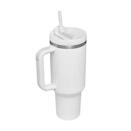 40 Oz Insulated Tumbler with Handle & Straw | Double-Wall Vacuum Insulation for Hot or Cold Beverages