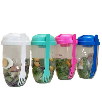 Leak-Proof Salad Cup Container Set with Fork & Dressing Holder | BPA-Free 1000ml Food Storage for Healthy On-the-Go Meals