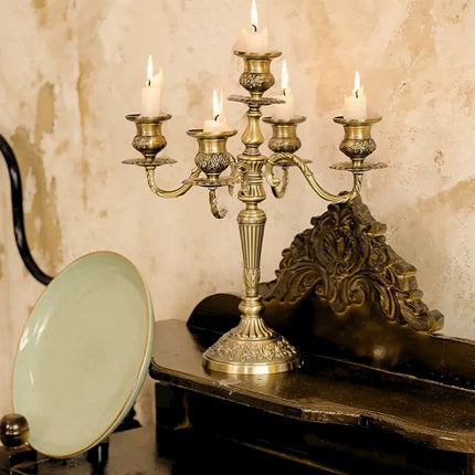 Gilded Candelabra with Adjustable Arms | Elegant Alloy Design for Tailored Candlelight Ambiance