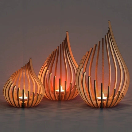 Handcrafted Wooden Candle Holder with Teardrop Design | Elegant DIY Assembly for Serene Ambiance