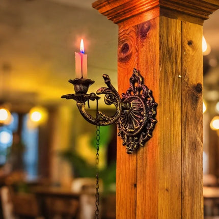 Vintage Cast Iron Candle Sconce with Intricate Scrollwork | Timeless Wall Accent for Taper Candles