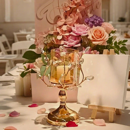 Candle Holders, Vintage Floral Table Centerpiece for Home Decor