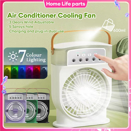 Portable USB Air Cooler with Adjustable Fan and 7-Color LED Lights | Personal Comfort for Home and Office