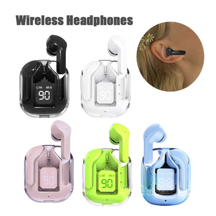 Mini Transparent Wireless Bluetooth Headset with LED Power Display | Noise Reduction for Ultimate Music Freedom