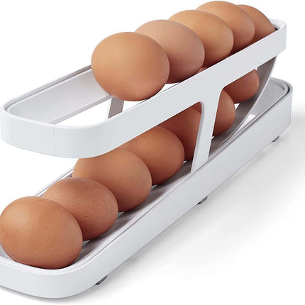 Automatic Rolling Egg Rack Holder with Gravity-Fed Design | Space-Saving Organizer for Easy Access in Kitchen