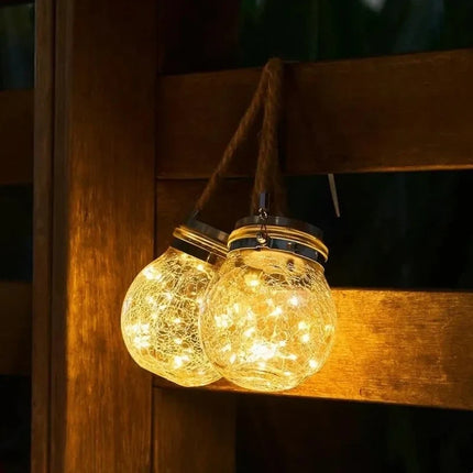 Solar-Powered Lantern with Dusk Sensor & Jute Rope Handle | Weather-Resistant Outdoor Lighting for Cozy Evenings
