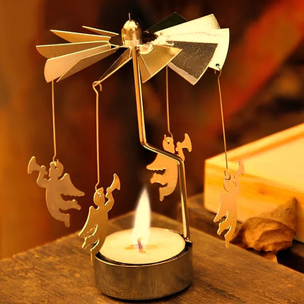 Candle Carousel with Spinning Ornaments for Ambient Light | Elegant Home Décor Accent for Cozy Evenings