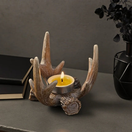 Antler Candle Holder in Smooth Resin with Graceful Design | Serene Glow for Reflection and Meditation