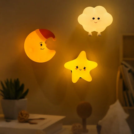 Rechargeable Night Light with Tap Control | Whimsical Star, Moon & Cloud Designs for Cozy Ambiance