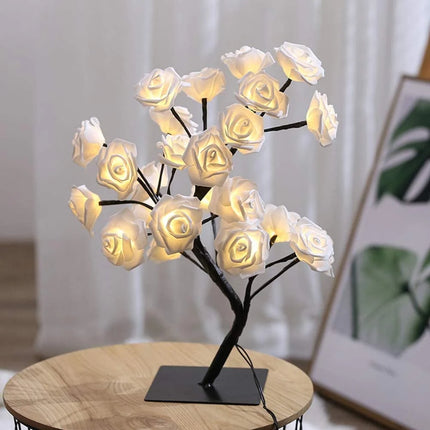 Rose Tree LED Lamp with Adjustable Branches | USB-Powered Decorative Lighting for Indoor and Outdoor Charm