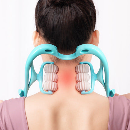 Six-Wheel Neck Massager Roller Tool with Dual Soft Balls | Dynamic Massage for Neck Relief and Relaxation
