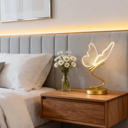 Wing-Inspired Table Lamp with Adjustable Lighting | Rechargeable Acrylic Design for Elegant Home Decor