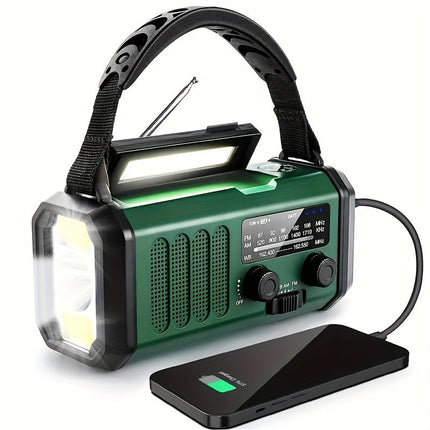 NOAA Weather Radio, Emergency Radio with Solar Panel and Hand Crank, Portable AM FM Radio with USB C and SOS Alarm