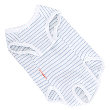 Lightweight Blue and White Striped Cat Weaning Outfit for Recovery | Soft and Breathable Fabric for Comfort