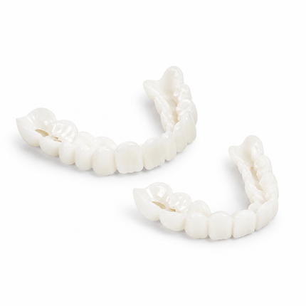 Removable Dentures Upper and Lower Set, Easy to Clean Fake Teeth, Temporary False Teeth with No Adhesive, 2 Pieces