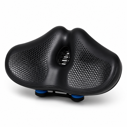 Noseless Bike Seat, Extra Wide Comfortable Bike Seat with Double Spring Shock Absorption, Bicycle Saddle with PU Leather