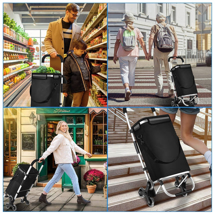 Foldable Shopping Cart for Groceries, Collapsible Shopping Cart with Removable Bag – image 15