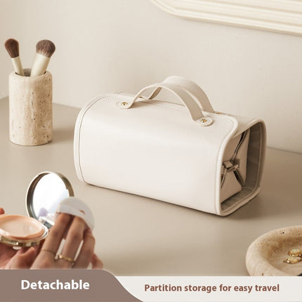 Foldable PU Cosmetic Bag with Spacious Compartment | Stylish Organizer for Easy Makeup Storage
