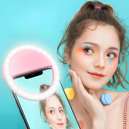 Clip-On Selfie Ring Light with Adjustable Brightness | Portable Lighting for Perfect Photos and Videos