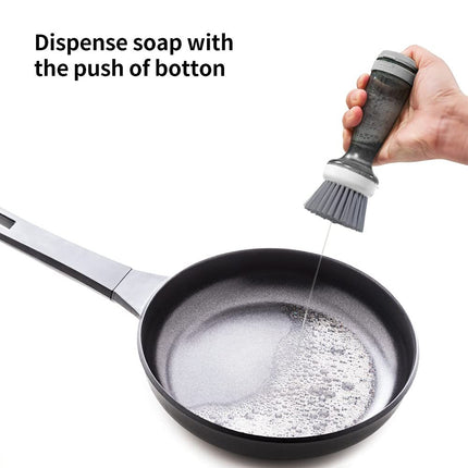 Dish Scrub Brush with Soap Dispenser for Effortless Cleaning | Ergonomic Design for Non-Stick Cookware