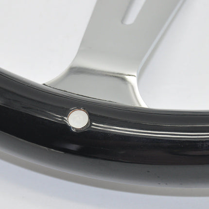 Wood Steering Wheel with Electroplated Finish | 15-Inch Classic Design for Enhanced Driving Experience