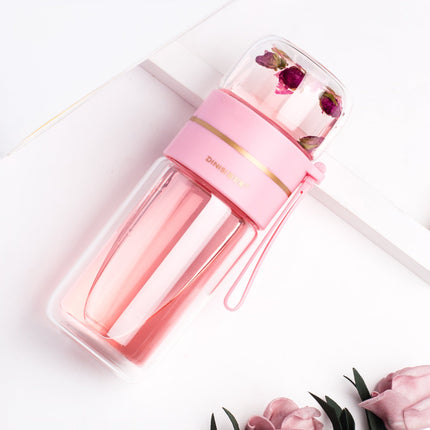 Leakproof Glass Water Bottle with Tea Infuser & Double Wall Design | Stylish Hydration for Hot and Cold Beverages
