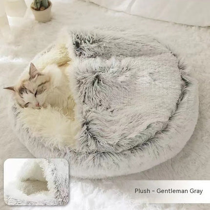 Plush Round Pet Bed for Dogs and Cats with Cozy Crystal Velvet | 2-in-1 Design for Ultimate Warmth and Comfort