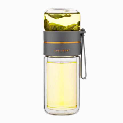 Leakproof Glass Water Bottle with Tea Infuser & Double Wall Design | Stylish Hydration for Hot and Cold Beverages
