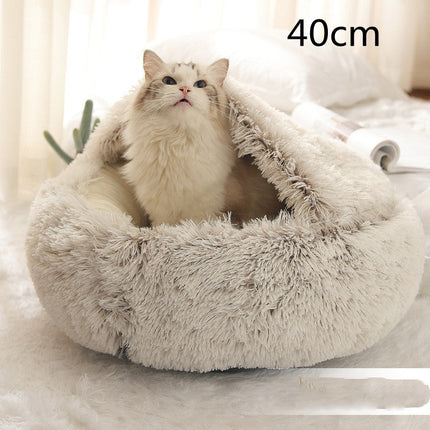 Plush Round Pet Bed for Dogs and Cats with Cozy Crystal Velvet | 2-in-1 Design for Ultimate Warmth and Comfort