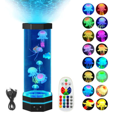 Jellyfish Lamp with Remote Control, 17 Color Changing Mood Light, 15 Inch Ocean Lamp for Room Decor